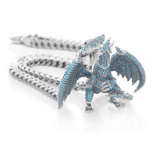 Collier chaîne à maillons glacés en argent 925 plaqué avec pendentif ailes de dragon et moissanite, style hip-hop, bijoux pour homme, cadeau pour anniversaire - Product Image 3