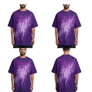 Camiseta Extra Grande para Hombre con Gráfico de Partículas de Diamantes de Imitación Morados, Camiseta Informal de Moda de Algodón - Product Image 2