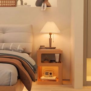 Modern Solid Wood Nightstand with 3 <b>Drawers</b> and Glass <b>Top</b>, Nordic Bedside <b>Table</b> for Bedroom, Apartment and Hotel Furniture - Product Image 4