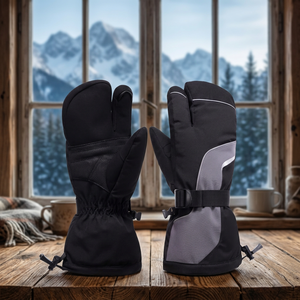Gants de ski pour enfants et mitaines imperméables coupe-vent avec fermeture à cordon pour le ski et le snowboard - Product Image 5