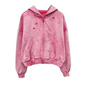 Sudadera con capucha de algodón 100% de 420 g/m² con cremallera, estilo streetwear, personalizada, con efecto lavado ácido, salpicaduras de pintura, desgastada por el sol y vintage. - Product Image 1