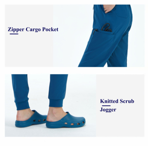 2026 Modern Athletic V-Neck Scrub Top Jogger Pants Spandex <b>Doctor</b> Nursing Medical Scrubs Uniforms <b>Sets</b> for Women Men Wholesale - Product Image 3