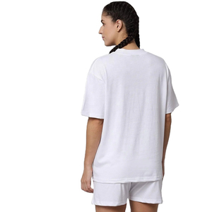 Women's <b>White</b> <b>2</b>-<b>Piece</b> Shorts <b>Set</b> O-Neck Short Sleeve Knitted Casual Breathable Spring Summer Solid Color Loose Fit - Product Image 2