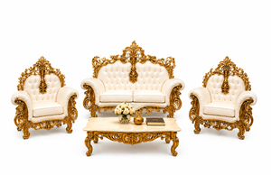 Elegant Heavy Handcrafted Square Teak <b>Wood</b> Sectional <b>Sofa</b> Set with Centre Table Luxury Traditional Indian Carved Design - Product Image 6