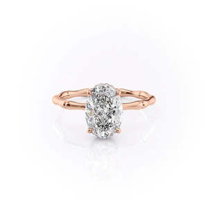 Anillo de Diamante Moissanita con Base de Plata de Primera Calidad, Diseño de Ramita Ovalada de Cuatro Puntas, Regalo Especial para el Día de San Valentín para Mujer - Product Image 3