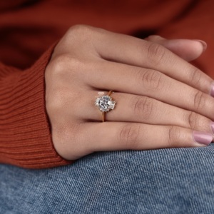 Anillo de Compromiso Vintage con Diamante Cultivado en Laboratorio, Oro Amarillo de 14K, Corte Redondo, Estilo Art Deco, Anillo de Novia para Mujer, Proveedor Mayorista - Product Image 5