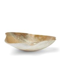 Bol en corne de buffle poli fait main, écologique, style Wabi Sabi, avec glaçure craquelée, plat de service décoratif pour fête, accents marron et blanc
