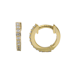 Pendientes de aro finos con corte brillante redondo en oro de 14K con diamantes cultivados en laboratorio. - Product Image 2