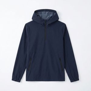 Veste coupe-vent en nylon pour homme, demi-zip, imperméable, légère, doublée de mesh, vêtements de sport pour la course à pied et la salle de sport - Product Image 1