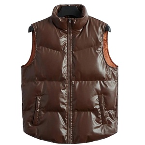 Men Genuine Leather <b>Vest</b> Winter Warm Cotton Gilet Casual Hip Hop Streetwear OEM Wholesale Supplier - Product Image 1