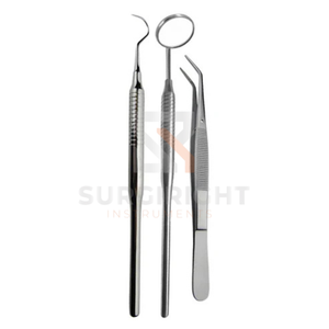 Kit de Examen Dental de 3 Piezas Blush Surgical SI-OIS-0001, Juego de Instrumentos Manuales Reutilizables de Acero Inoxidable Alemán para Hospital - Product Image 1