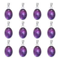 Colliers pendentifs en laiton plaqué argent, faits à la main, avec pierre précieuse naturelle améthyste, motif floral, pour femme, cadeau de Noël, pierre de naissance de février