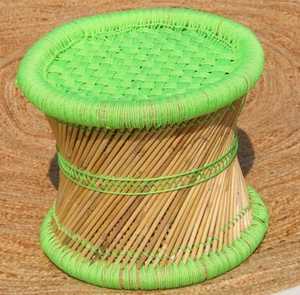 Handmade Eco-Friendly Lightweight Modern <b>Bamboo</b> <b>Stool</b> Woven Top Living Room Furniture Home Ottoman Indoor Outdoor Bone Inlay - Product Image 4