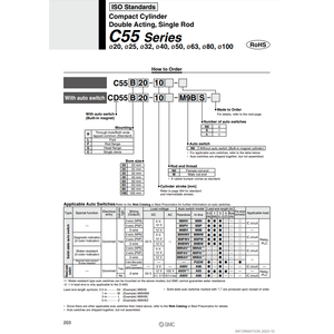 Cylindre compact SMC Pneumatics C55B32-50M pièce pneumatique de haute qualité - Product Image 1