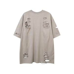 เสื้อยืดโอเวอร์ไซส์ผู้ชาย แขนสั้น คอกลม สีพื้น สไตล์สตรีท ผ้าเจอร์ซีย์คอตตอน 100% - Product Image 5