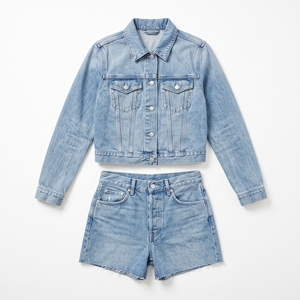 Women's Summer <b>Denim</b> Co-Ord Set Matching <b>Denim</b> <b>Jacket</b> & Shorts OEM ODM Wholesale Factory Custom Wash Low MOQ - Product Image 5