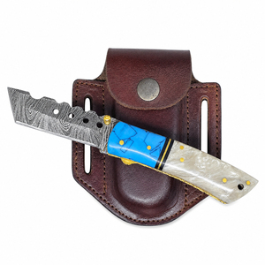 Cuchillo de bolsillo Burraq DIY de acero de Damasco hecho a mano con mango hermoso y hoja de punta clip de 8 pulgadas, OEM disponible, regalos - Product Image 4