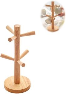 Wooden Mug Holder Stand Single Tier Minimalist Design Kitchen Tableware Storage <b>Rack</b> for Cups - Product Image 3