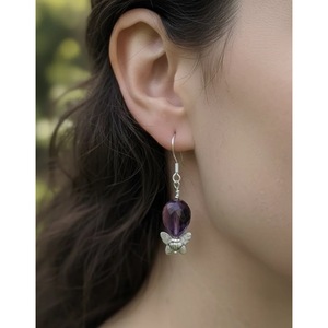 Pendientes de Plata de Ley 925 Hechos a Mano con Amatista - Joyería de Moda de Jaipur, India - Product Image 2