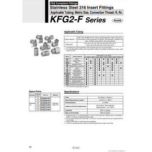 Raccords d'insertion pneumatique SMC KFG2H0604-01-F pièces pneumatiques - Product Image 3