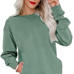 Sudaderas Extra Grandes de Moda para Mujer, Manga Larga, Cuello Redondo, Casuales, Lisas, Cómodas y Transpirables - Product Image 1