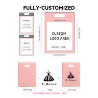 Sacs d'emballage en plastique pliables roses avec logo personnalisé imprimé, poignée découpée, pour boutiques et commerces de détail