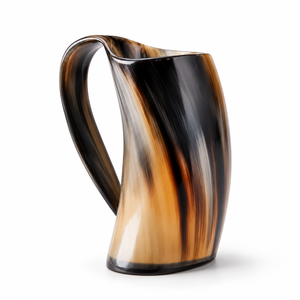 Taza de Beber de Cuerno Hecha a Mano ALAN TRADERS, Diseño Moderno con Asa, Color Natural, Opción de Logotipo Personalizado, Diseño Vikingo, Cuerno de Búfalo - Product Image 2