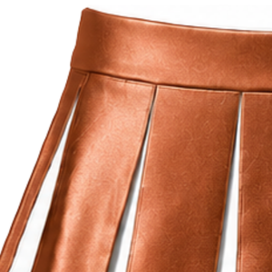 Jupe plissée marron cuivré personnalisée pour femme, tenue de danse athlétique, uniforme de performance avec design à rayures contrastées - Product Image 3
