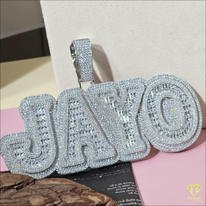 สร้อยคอจี้ตัวอักษร "JANO" สุดหรู ประดับเพชรโมอิสซาไนต์เต็มเม็ด สไตล์ฮิปฮอป สำหรับผู้ชายและผู้หญิง - Product Image 3