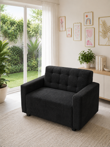 Emerald Modern Two-Seater Black <b>Sofa</b> with Padded Backrest Eco-Friendly Custom Fabric for Apartment Hotel Use Bedroom Office - Product Image 5