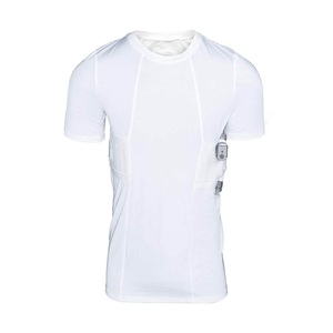 Men Tactical Half <b>Sleeves</b> Concealed Carry Holster Shirt with Side Pockets <b>Base</b> <b>Layer</b> 100% Cotton Quick Dry - Product Image 1