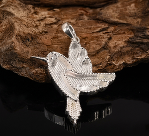 Colgante de pájaro en blanco de paloma de la paz de Plata de Ley 925 con ajuste de CZ para trabajo de resina y cenizas leche materna/recuerdo artesanía DIY - Product Image 6