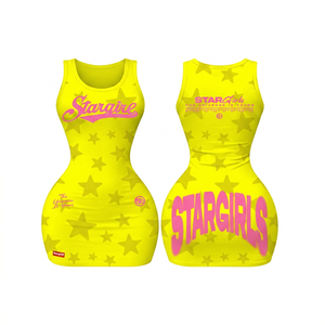 Mono ajustado amarillo sin mangas para mujer, con estampado de letras, transpirable, ecológico, para fiestas y discotecas, moda para todas las estaciones - Product Image 1