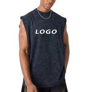 Camisetas sin mangas de algodón 100% tejido de secado rápido para hombre, estilo oversize, para gimnasio, entrenamiento y fitness. - Product Image 3