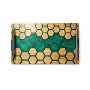Nueva Bandeja de Servir de Resina Ecológica con Juntas de Madera, Duradera, Segura, Estilo Moderno, para Bodas, Fiestas, Desayunos - Product Image 3