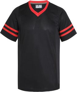 Camiseta Deportiva Casual de Poliéster Transpirable con Cuello en V y Manga Corta para Hombre, con Ribete Amarillo, para Verano - Product Image 4