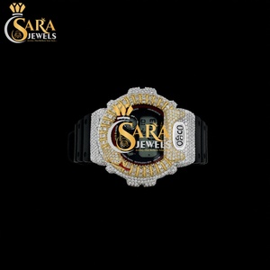 Reloj de Lujo con Diamantes de Moissanita Estilo G-Shock de la Mejor Calidad con Correa de Goma Negra para Deportes, Fiestas y Ropa Urbana - Product Image 3