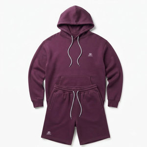 Top Selling Durable Polyester/Cotton <b>Knitted</b> Fabric Quick Dry High Street Style Private Label New Design Men Hoodies Shorts <b>Sets</b> - Product Image 1