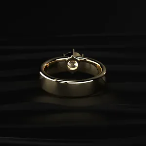 Anillo de Diamante Cultivado en Laboratorio de Alta Calidad, Corte Redondo de 1 Quilate, Oro Amarillo, Certificado IGI, Anillo de Compromiso y Boda de Lujo para Hombre - Product Image 4