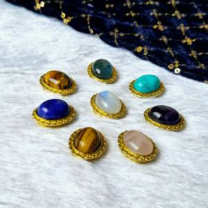 Connecteur de Breloque Cabochon Ovale Naturel en Laiton Massif Plaqué Or 15x20mm, Composants de Bijoux Perlés - Product Image 1