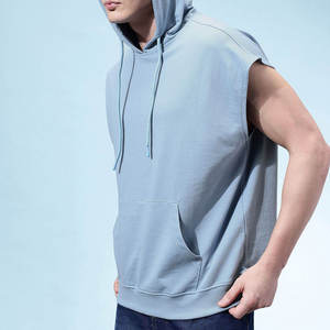 2026 Summer Fashion Regular Fit <b>Men's</b> Casual Workout Gym <b>Hoodie</b> 100% Cotton Fleece <b>Sleeveless</b> Tank Tops Embroidered Breathable - Product Image 2