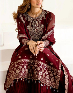 Derniers ensembles de costumes Salwar Kameez pour femmes, longs jusqu'au sol, en soie Georgette indienne, avec broderies et pierres, pour les occasions spéciales - Product Image 3
