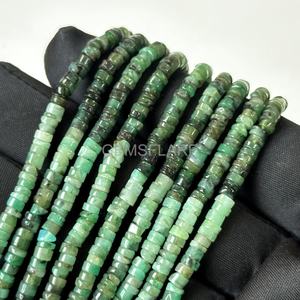 Natural Shaded Emerald Heishi <b>Beads</b> 4MM Emerald Flat Tyre Shape <b>Beads</b> Heishi Disc Shape Emerald Gemstone Emerald <b>Beads</b> Jewelry - Product Image 5