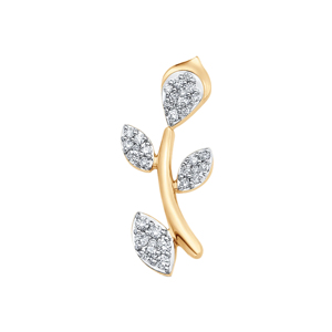 ต่างหูเพชรทรงใบไม้ทองคำ 18K ดีไซน์โรแมนติก ประดับเพชรแบบ Pave Setting สำหรับผู้หญิง สวมใส่ได้ทุกวัน - Product Image 1
