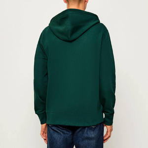 Sudadera con Capucha y Cierre para Hombre, Color Verde Oscuro, Corte Regular, Algodón French Terry, Diseño Casual con Bolsillos, Ropa de Otoño - Product Image 3