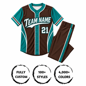 Ensemble d'uniformes de baseball personnalisés pour hommes adultes, manches courtes, 100% polyester, évacuation de l'humidité, impression par sublimation, nom de l'équipe 21 - Product Image 4
