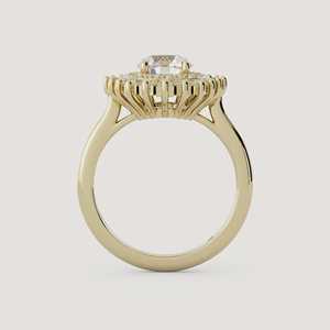 Bagues de fiançailles double halo en diamant 1,50 carat, taille ronde et baguette, diamants de laboratoire, or massif 14K 18K, bijoux fins classiques pour mariage - Product Image 5