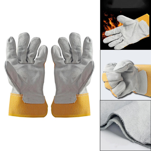 Gants de travail en coton orange et jaune, longueur poignet, avec manchette élastique, style uni, pour usage extérieur printemps-automne - Product Image 2