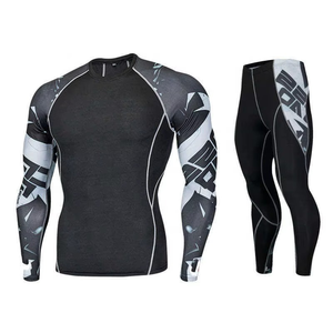 Conjunto de Rash Guard de 2 Piezas de Spandex/Nylon Estampado de Alta Elasticidad para Jiu Jitsu, Muay Thai y Lucha Libre para Hombre - Product Image 4