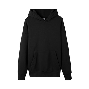 เสื้อฮู้ดผู้ชายสีดำ ทรงปกติ ผ้าฝ้ายเฟรนช์เทอร์รี่ แขนยาว ดีไซน์กระเป๋าเสื้อ สวมใส่สบายๆ สำหรับฤดูใบไม้ร่วง - Product Image 1